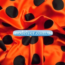 Ткань Атлас горох крупный (Оранжевый-черный)